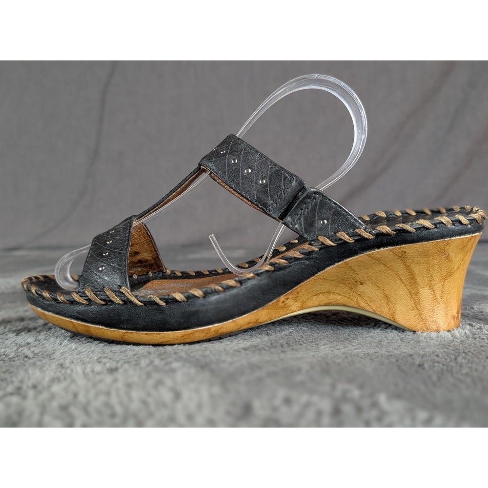 Ariat Shalimar Boho Chic Brown Leather T-Strap Wedge Sandals Size 9B Women Shoes - Picture 6 of 12
